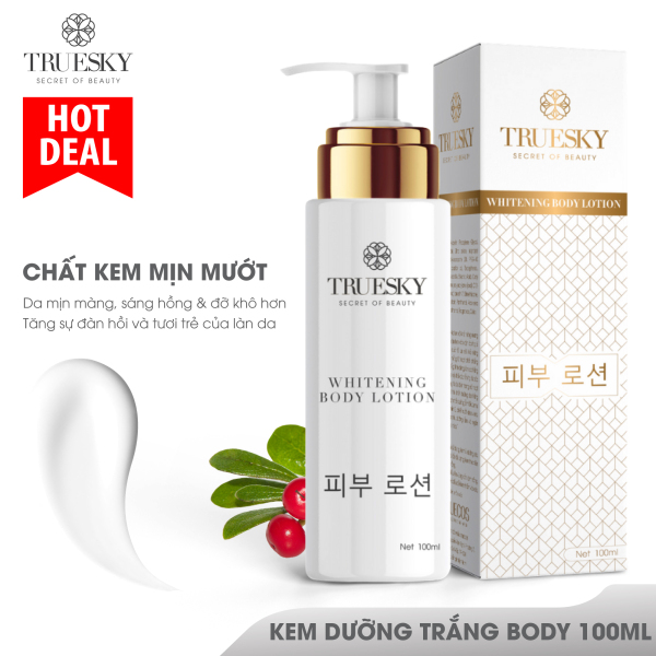 Kem body dưỡng trắng Truesky chính hãng dạng lotion phân tử nước thẩm thấu nhanh 100ml - Whitening Body Lotion