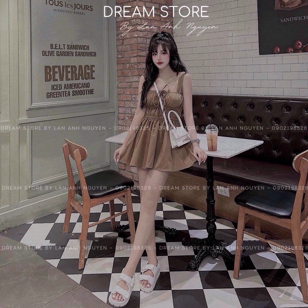 [FREESHIP MAX + HOÀN TIỀN MAX 15%] Đầm Xòe 2 Dây Chun Eo Dễ Thương