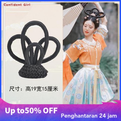 Confident girl tóc giả cổ trang datang cổ quyến rũ bay búi tóc cổ trang biểu diễn hán phục phong cách đường phong cách đôn hoàng tiên nữ kiểu túi tóc búi t