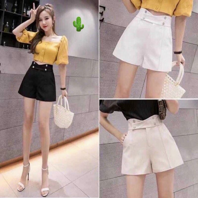 [HCM]Quần đùi lưng cao phối 4 nút