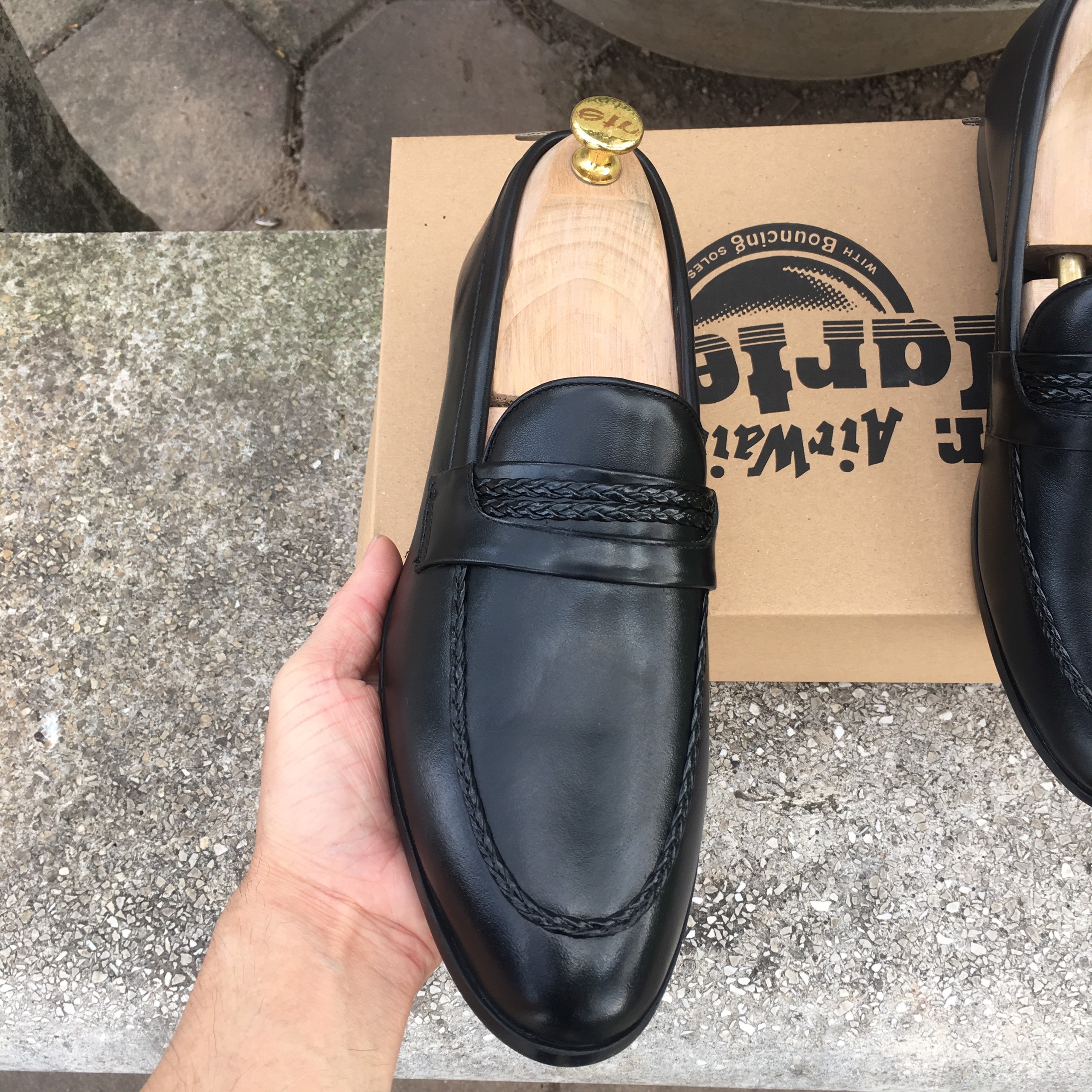 Giày Lười Da Bò Nam Bảo Hành 12