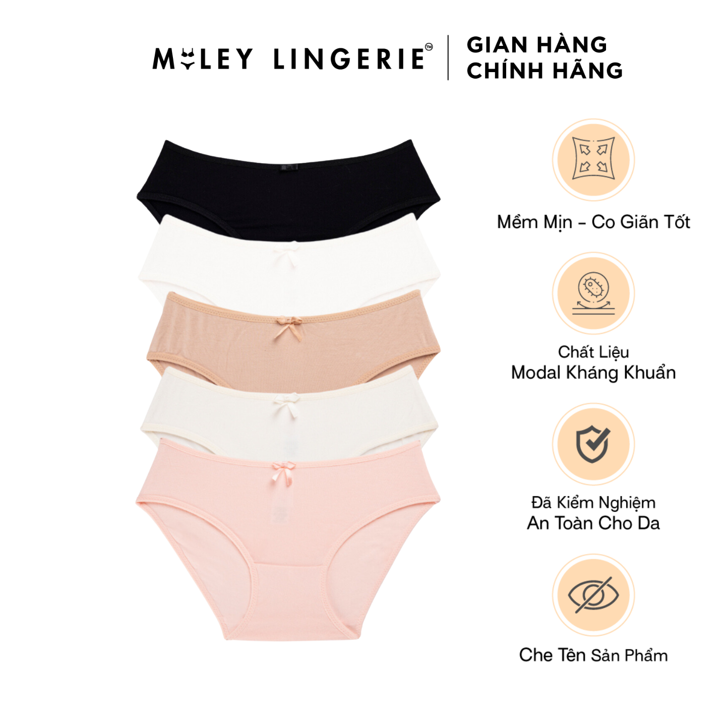 Combo 5 Quần Lót Nữ Modal Kháng Khuẩn Tốt MILEY LINGERIE Basic - Màu Ngẫu Nhiên