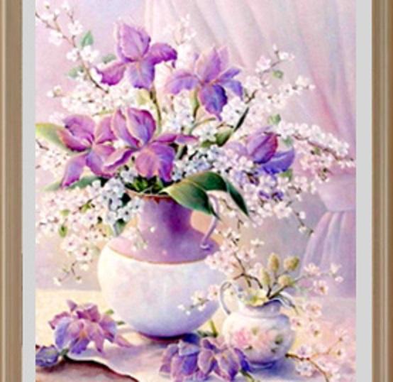 Tranh đính đá bình hoa khoe sắc - lv225