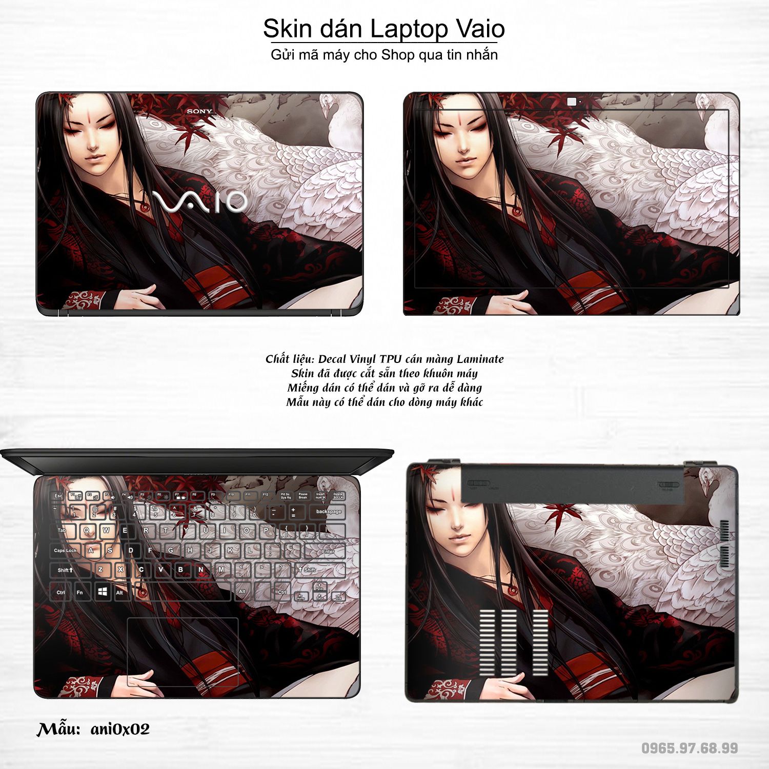 Decal Skin dán Laptop VAIO mẫu Anime (inbox mã máy cho shop)