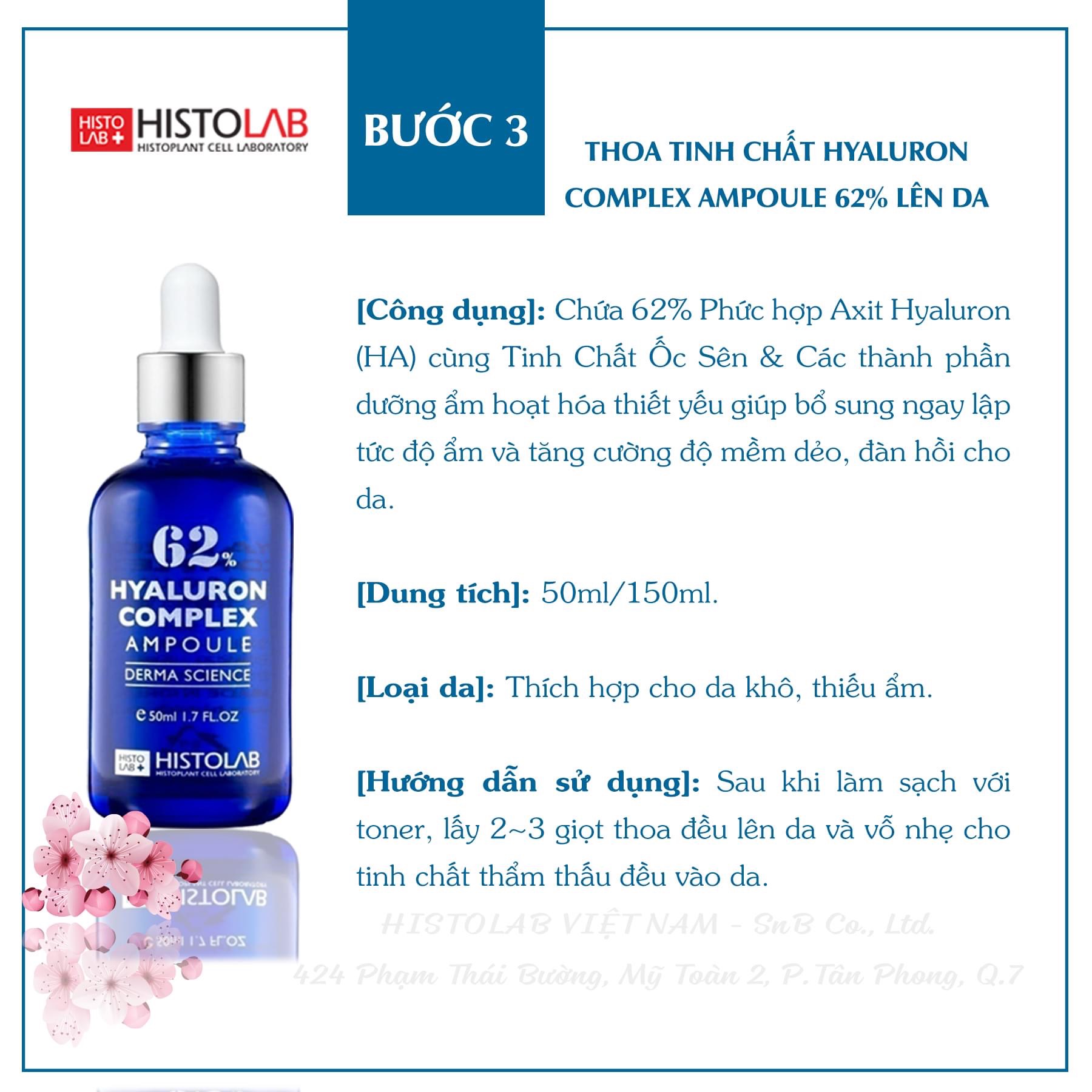 TINH CHẤT CẤP ẨM THIẾT YẾU - HYALURON COMPLEX AMPOULE 62% HISTOLAB