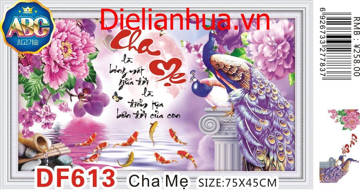 Tranh đính đá cha mẹ df613 75 x 45cm