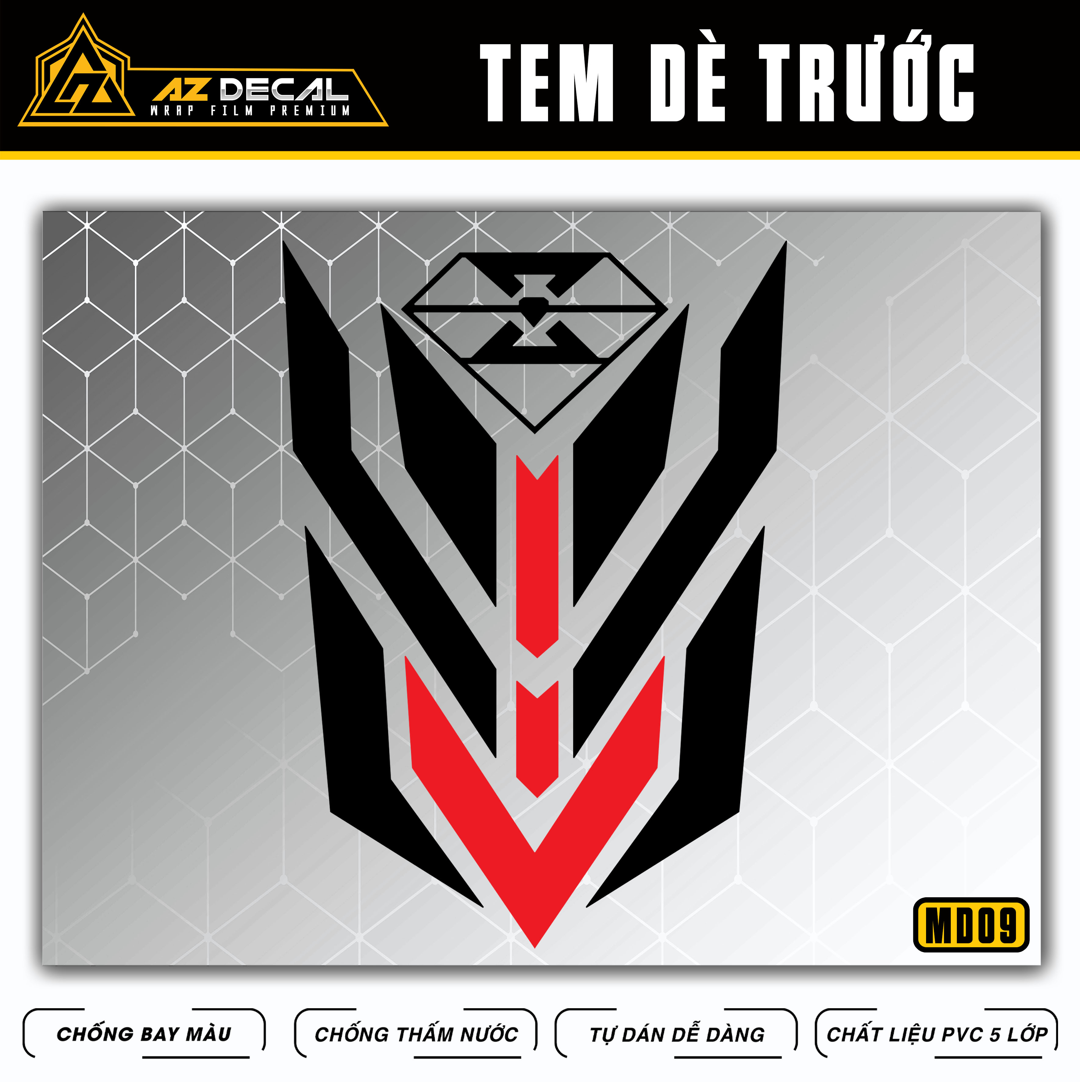 Decal dán mỏ dè trước xe máy, xe điện thiết kế | md09 | tem dán chắn bùn xe chống nước, bền màu, dễ sử dụng - azdecal
