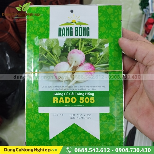 Hạt giống củ cải trắng hồng rado 505 rạng đông gói 1gram