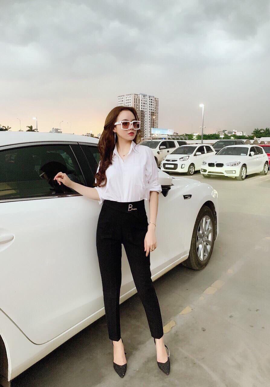 [Anht thật] Quần Baggy cạp cao khóa sườn xuất dư