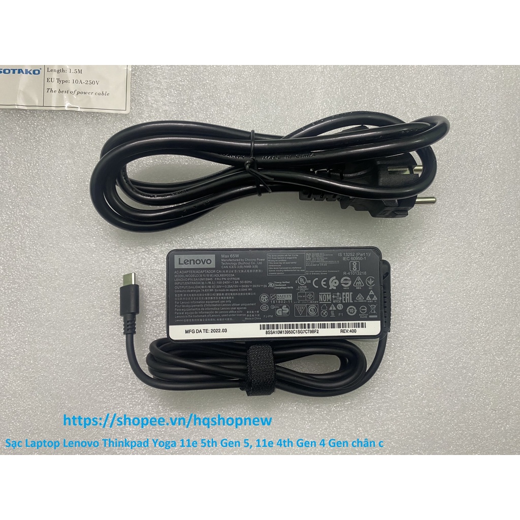 ️ sạc laptop lenovo thinkpad yoga 11e 5th gen 5, 11e 4th gen 4 gen 20v - 3.25a - 65w chân type c