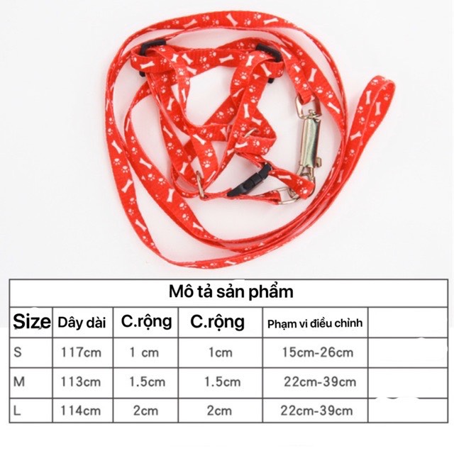 Dây dắt + yếm thú cưng từ 1-20kg