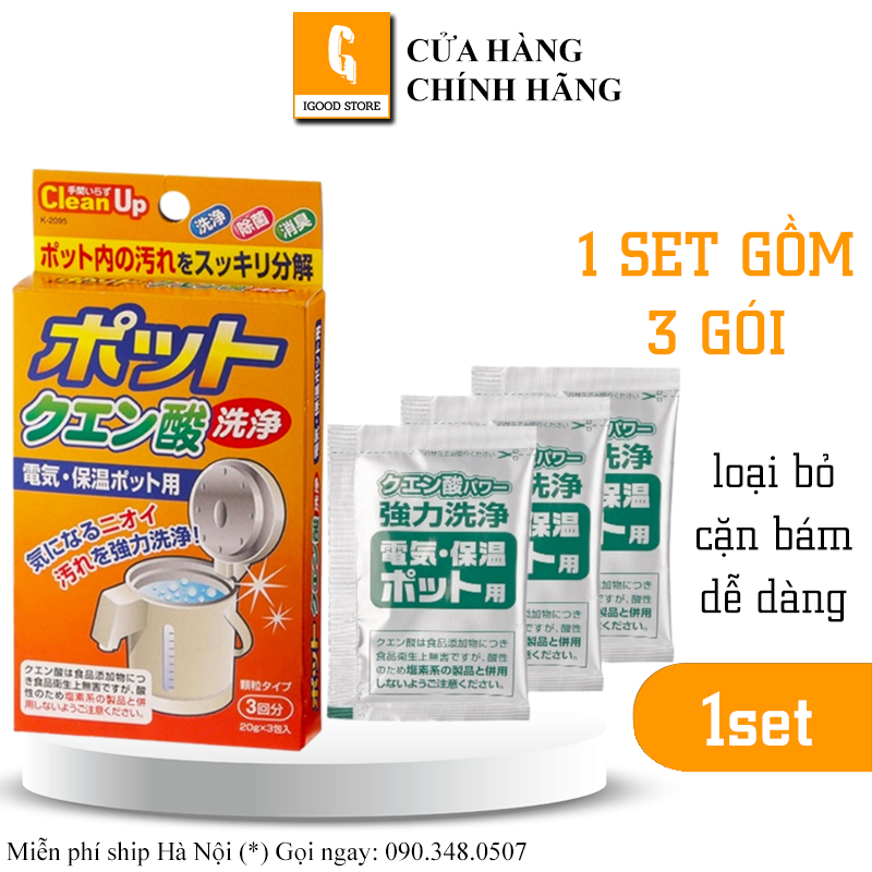 Set 3 gói khử cặn bình nước Nhật