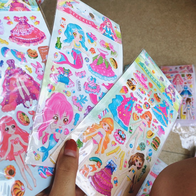 Vỉ Sticker dán nổi hình cô gái thời trang