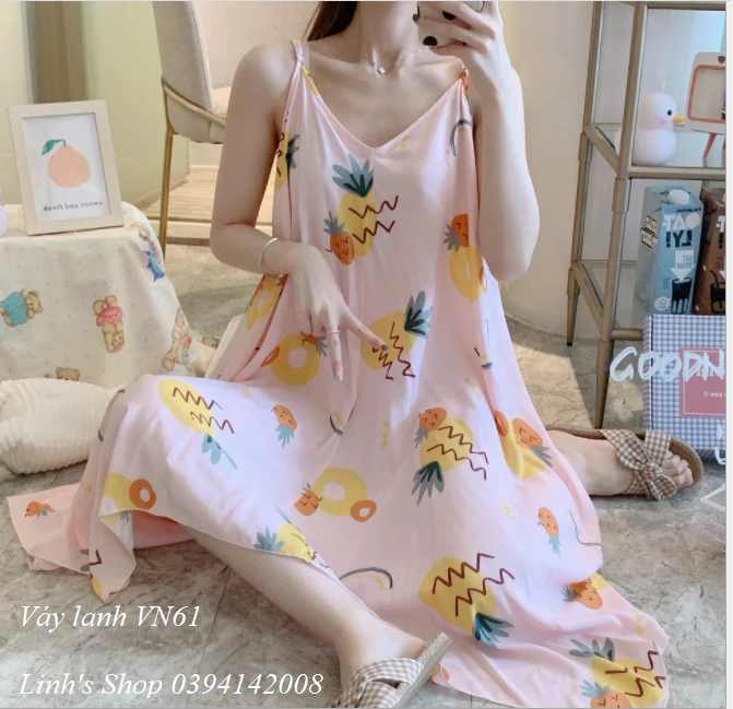 Váy 2 Dây Lanh Mặc Nhà VN61