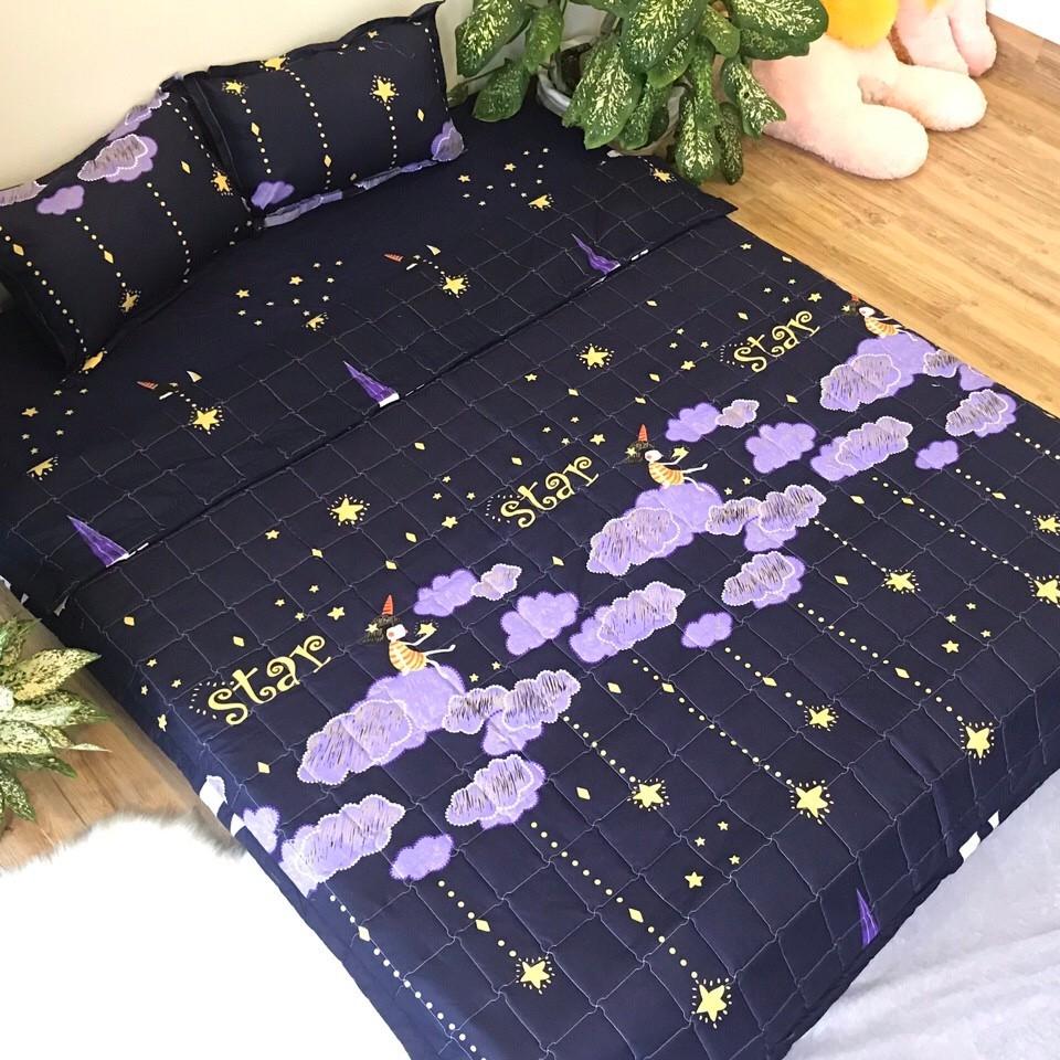 Bộ Ga Chun Vỏ Gối Cotton Poly Siêu Đẹp