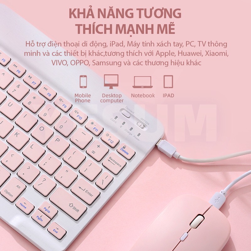 Bàn phím bluetooth và chuột cho điện thoại máy tính Windows/MAC/Android/iOS/điện/iPad/máy tính bảng không tiếng ồn pin sạc