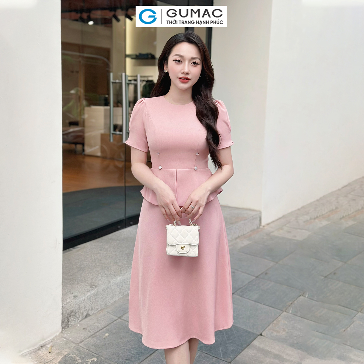 [4.4 - 6.4 |Voucher 10-12%] Đầm peplum phối nút thời trang GUMAC LDE0404 - DE04025