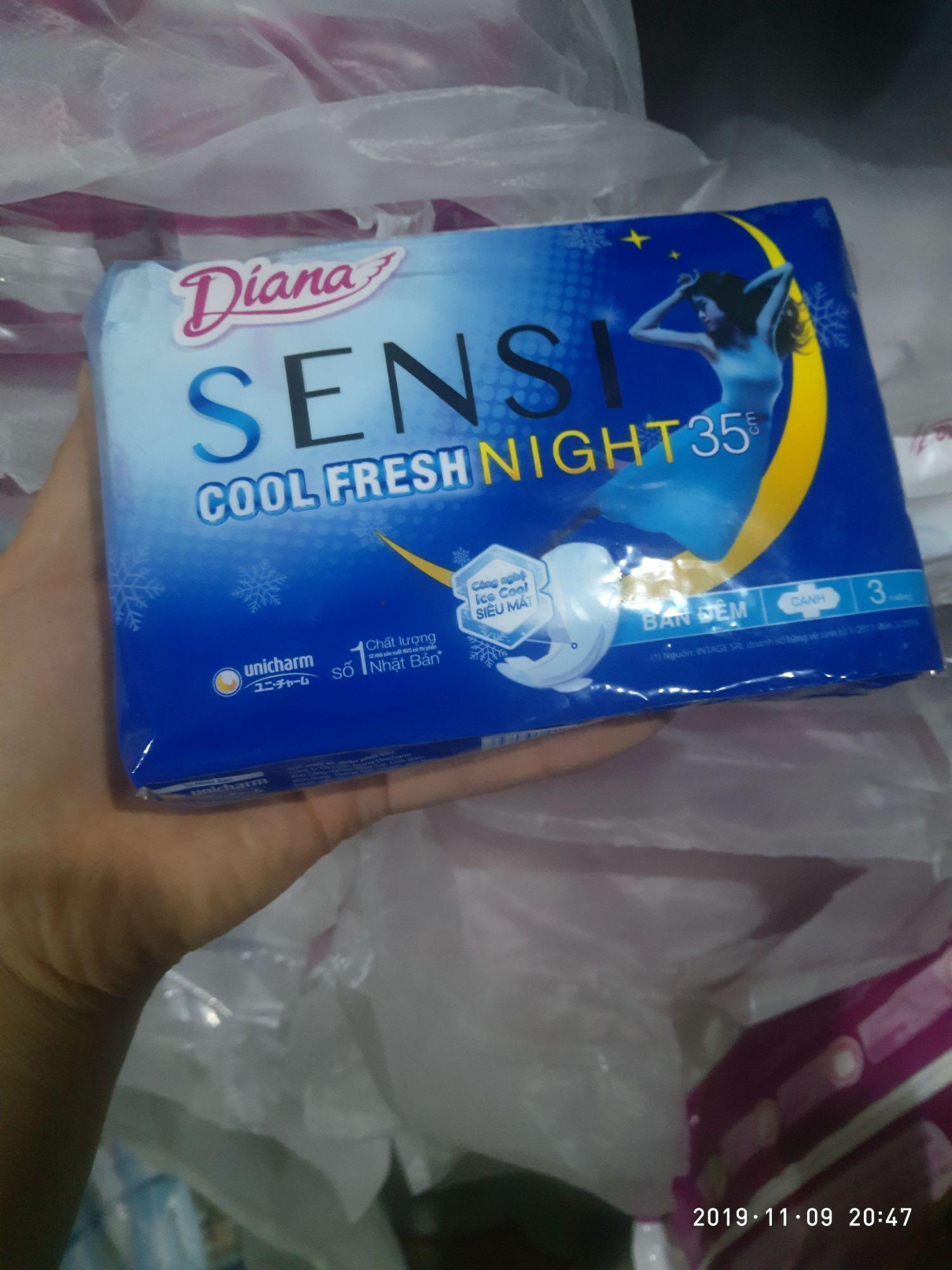 Combo 6 gói bvs  Diana ĐÊM SENSI COOL Fresh 35cm