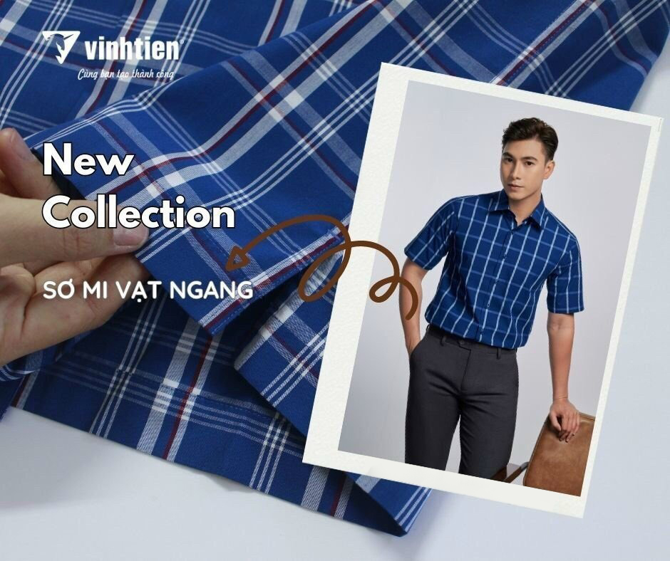 Áo Sơ Mi Cộc Tay Cotton Pha Dáng Regular- Fom Suông Vạt Ngang Vĩnh Tiến 350- Nhiều Màu