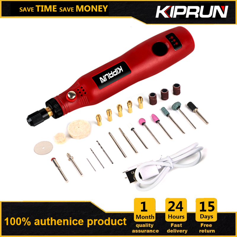 [Ready stock] KIPRUN Mini Cordless Drill Power Tools Electric 3.6V Drill Grinder Grinding Accessories Set Wireless Engraving Pen For  For Jewelry Glass Wood Cutting Grinding Polishing With HSS Saw Blade / Felt Wheel / Twisy Drill Bits / Grinding Stone