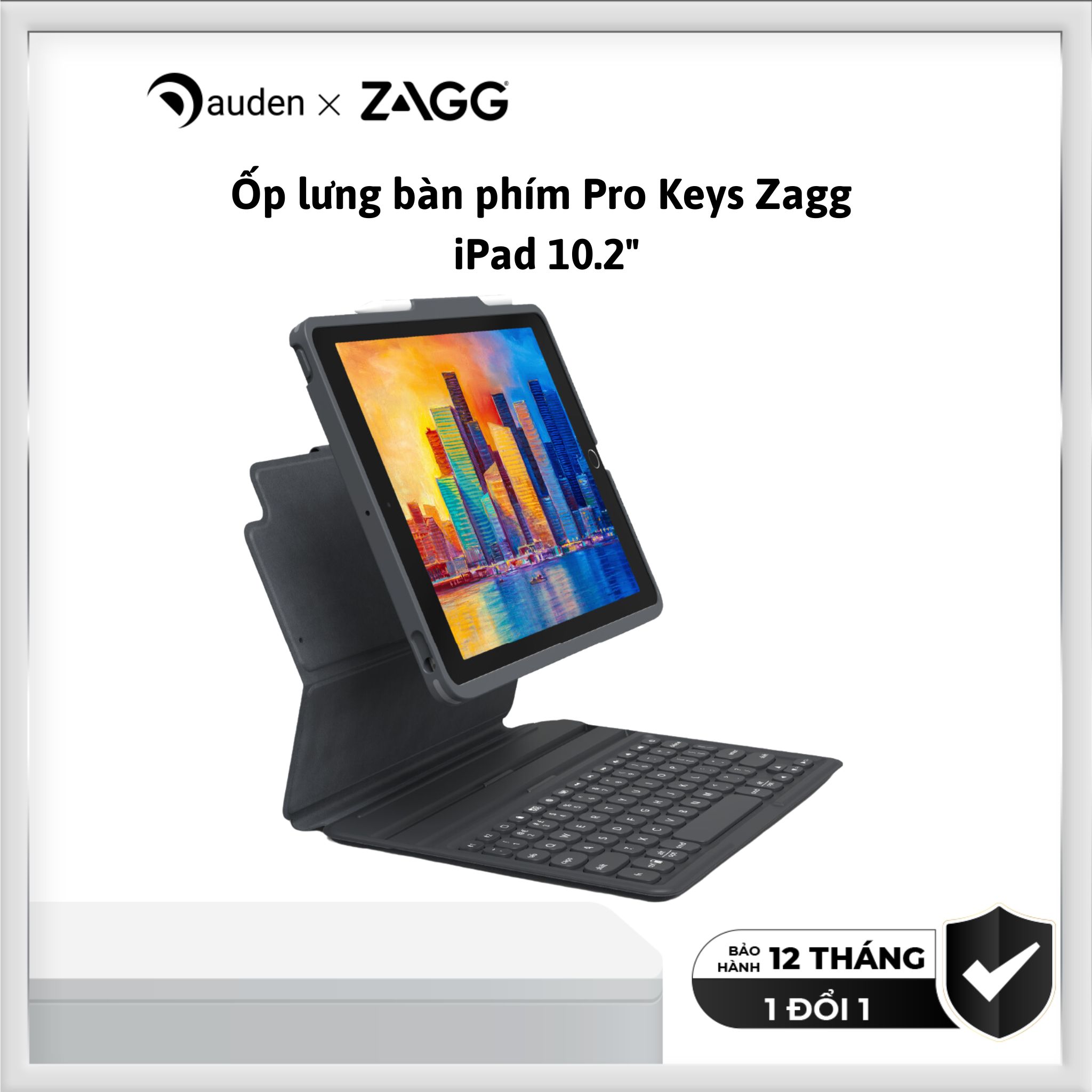 Ốp lưng kèm bàn phím zagg pro keys ipad 10.2 inch - 103407134