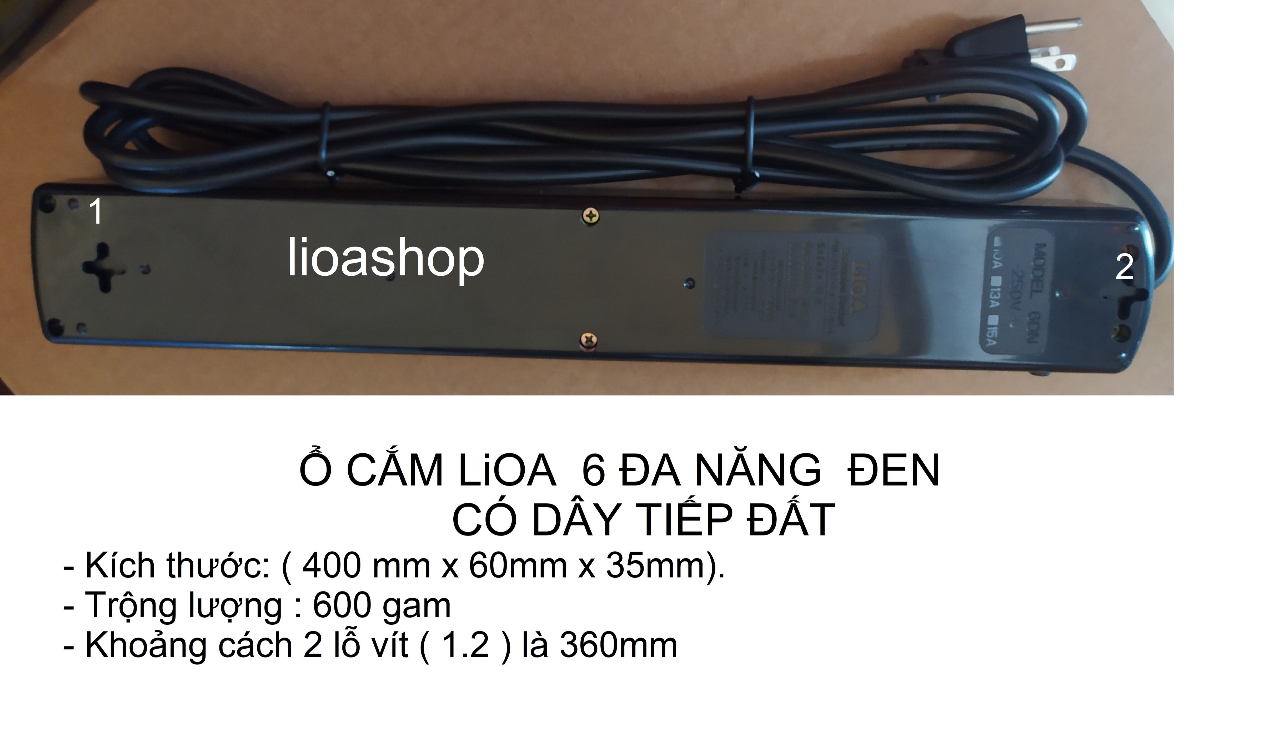 Ổ CẮM ĐIỆN LiOA  6 ĐA NĂNG CÓ DÂY TIẾP ĐẤT.