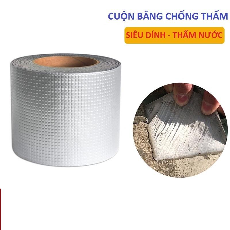 Băng keo siêu dính đa năng chống thấm tuyệt đối dài 5m, rộng 10cm, dán mái nhà, mái tôn chống dột công nghệ Nhật Bản, màu bạc, Bang keo sieu dinh da nang chong tham tuyet doi dai 5m, rong 10cm