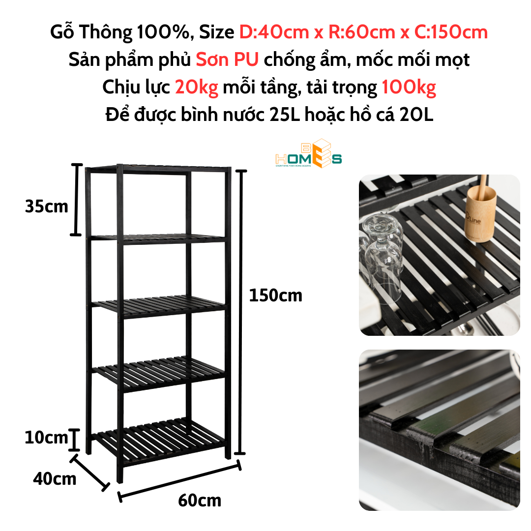Kệ lò vi sóng gỗ Behomes 2 tầng
