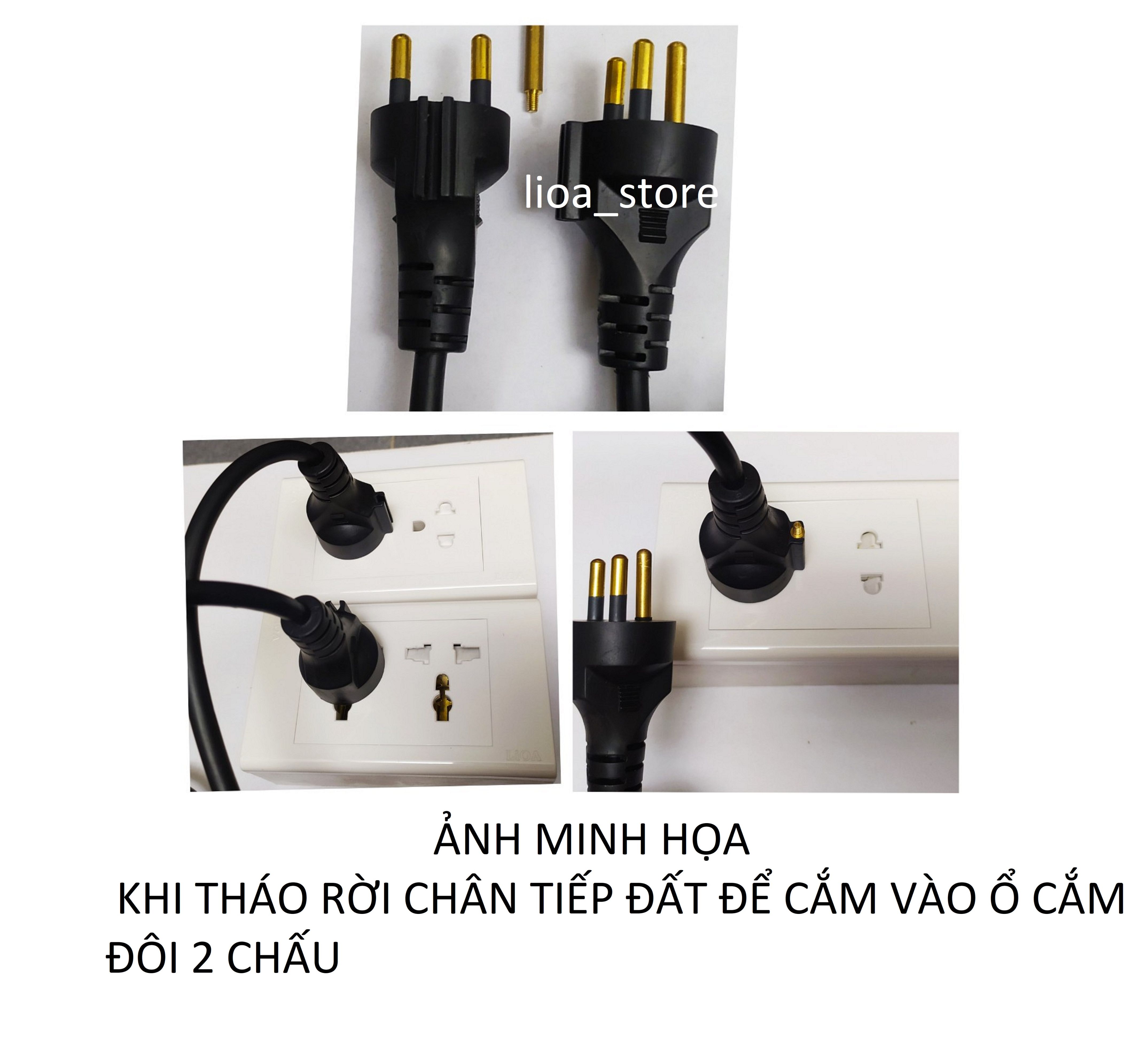 Ổ CẮM 3ĐA NĂNG LiOA -10A CÓ DÂY TIẾP ĐẤT - LOẠI MỚI.