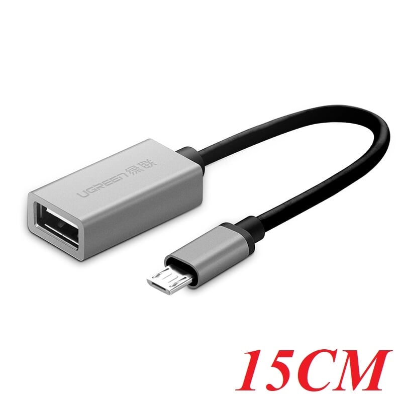Ugreen 30895 15cm màu đen cáp chuyển đổi micro usb sang usb âm hỗ trợ otg us202