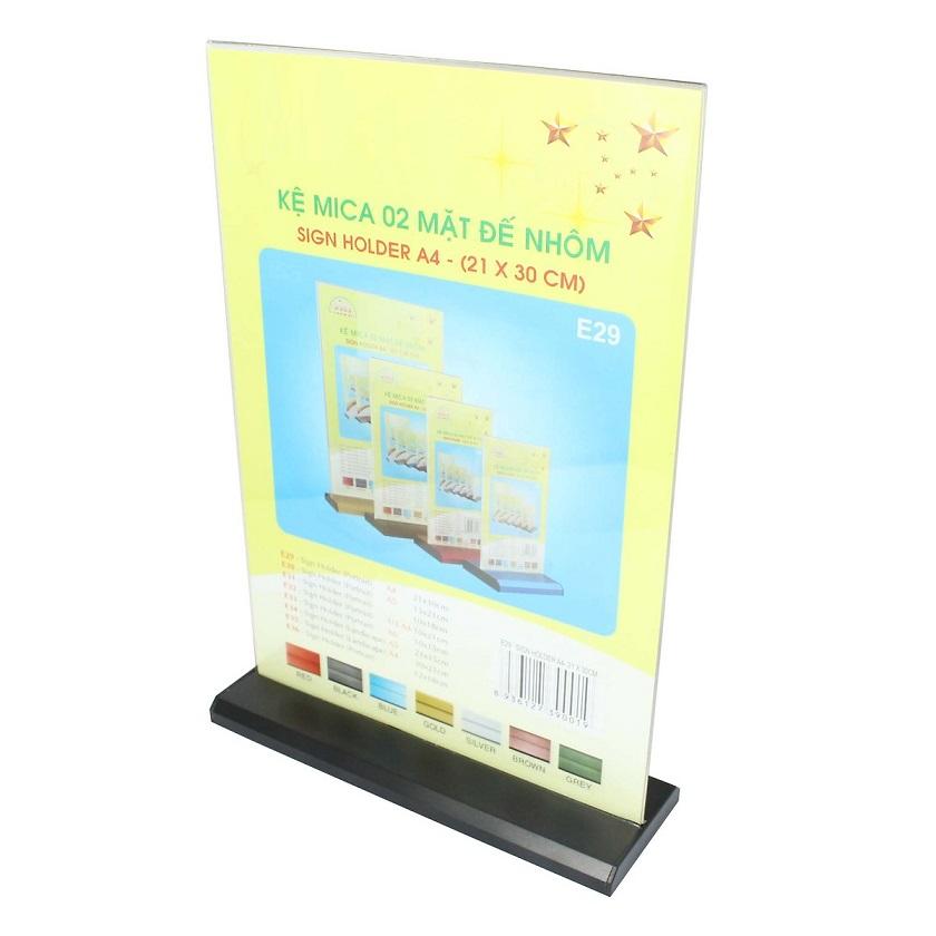 [HCM]Kệ mica 2 mặt A4 đứng đế lùa nhôm E29 kích thước 21x30 cm