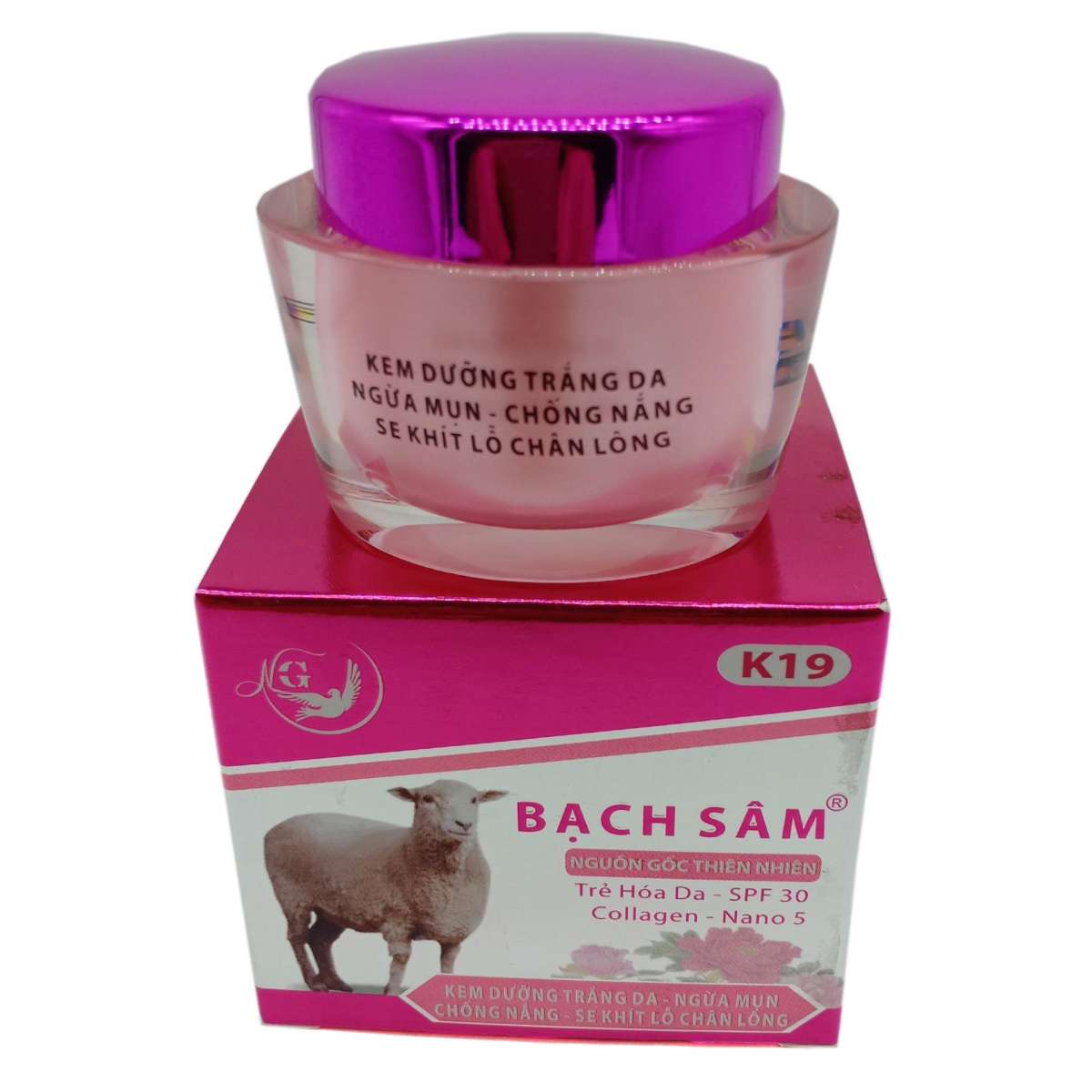 Kem dưỡng trắng da - ngừa mụn - chống nắng - se khít lỗ chân lông bạch sâm k19 15g