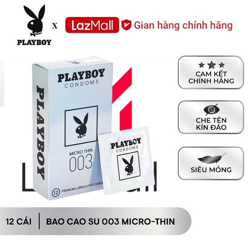 [ Playboy ] Bao cao su Playboy 003 MICRO-THIN 12 bao - Siêu Mỏng cao cấp