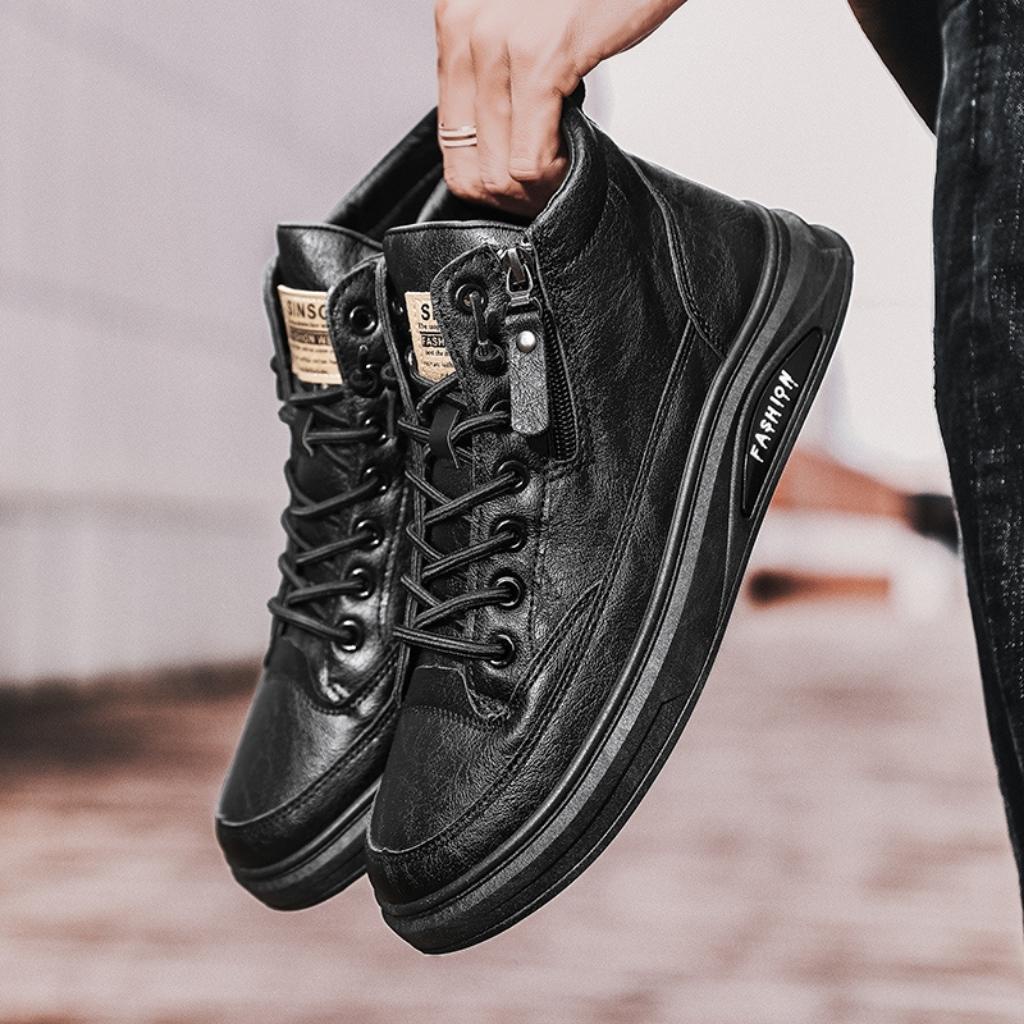 Giày thể thao cao cổ nam khóa sườn cao cấp thiết kế đơn giản nổi bật mẫu mới thời trang đi học đi chơi dễ phối đồ