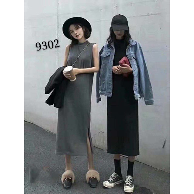 Váy len sát nách dáng suông cổ 2 phân phong cách