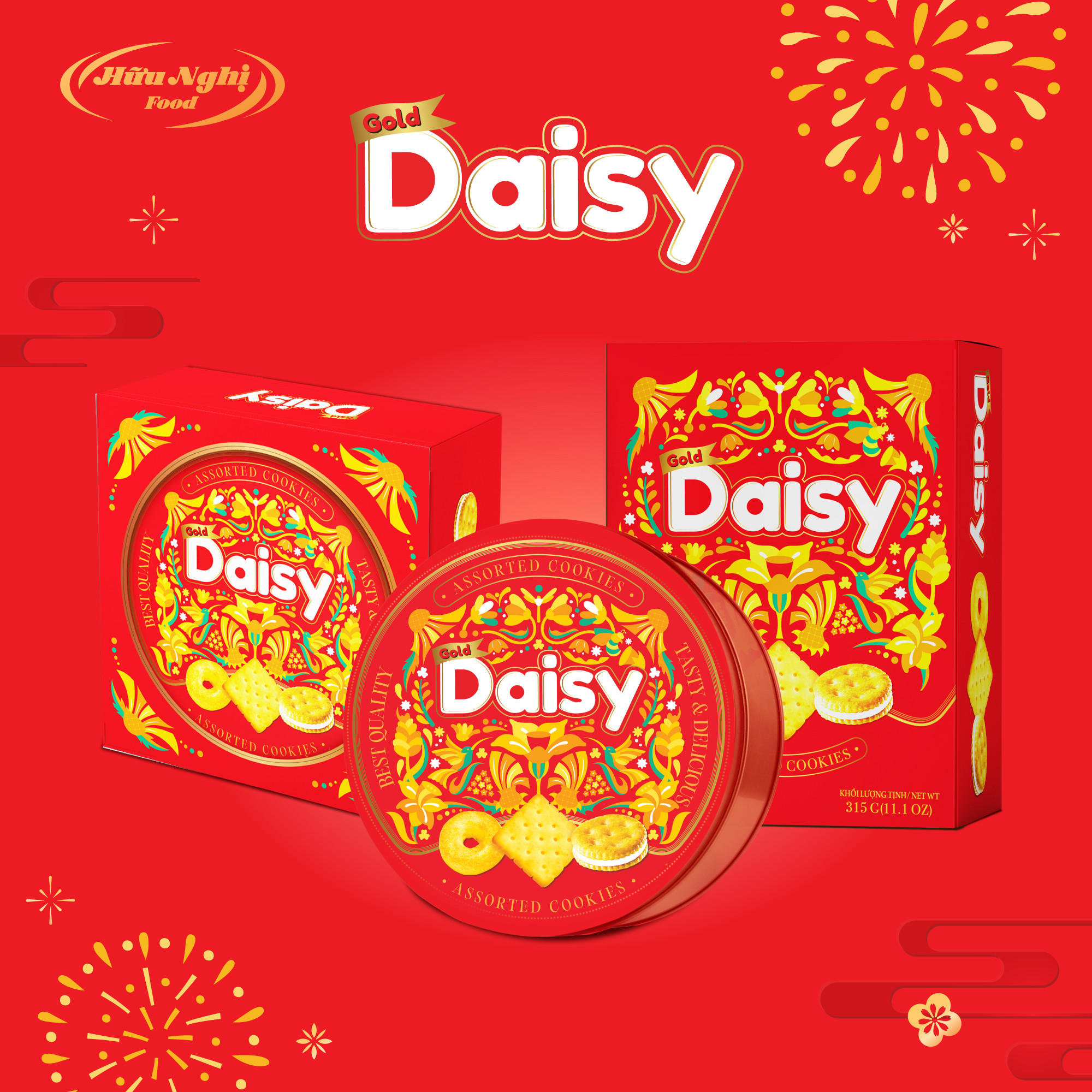 Bánh Gold Daisy Assorted cookies 308g