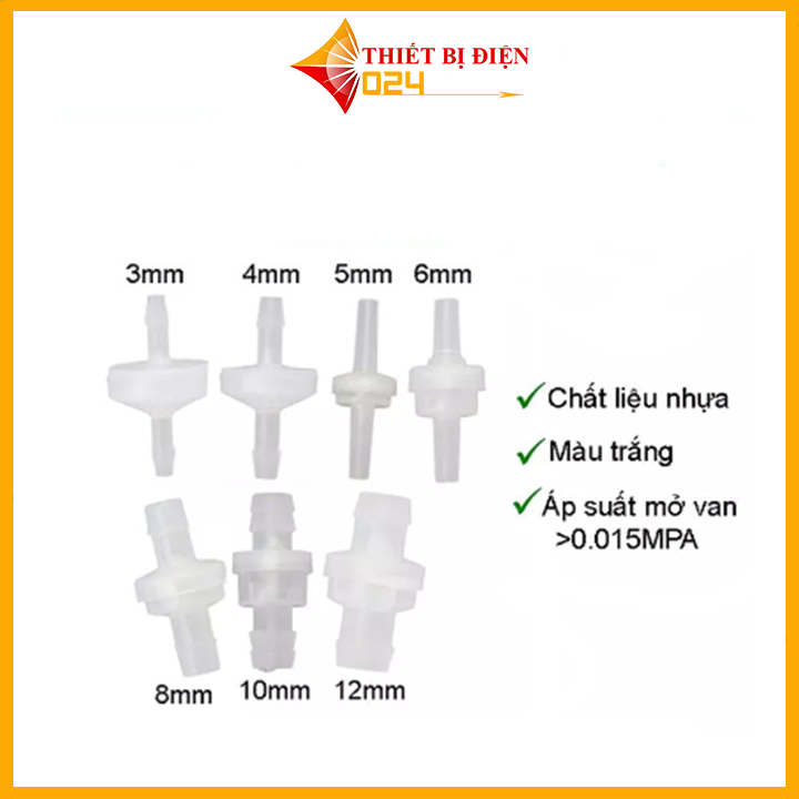 Van nước một chiều chống mất nước cho máy bơm, van khóa nước nhựa 1 chiều nhiều loại 3mm 4mm 5mm 6mm 8mm 10mm 12mm tiện
