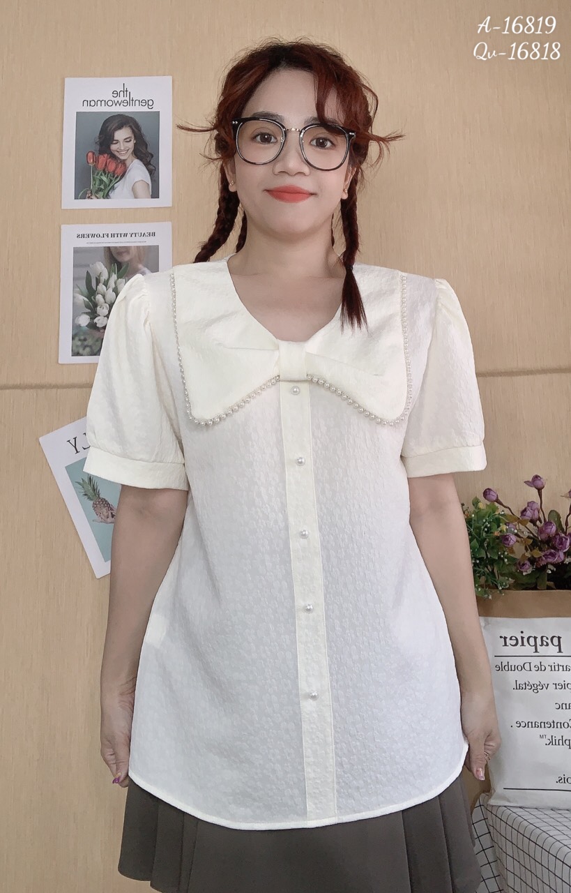 Áo kiểu BIGSIZE Nơ Châu 16819