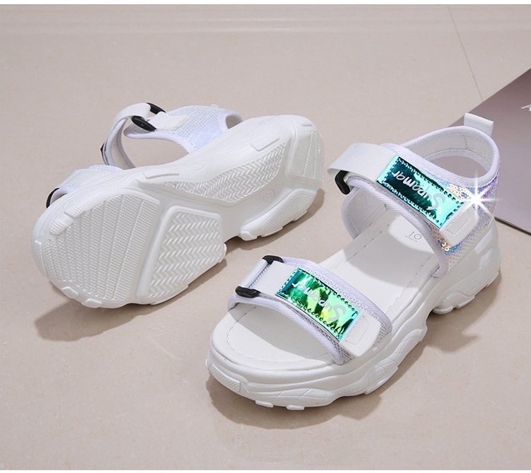 Sandal nữ quai ngang phản quang đế cao 5 phân - hottrend 2020