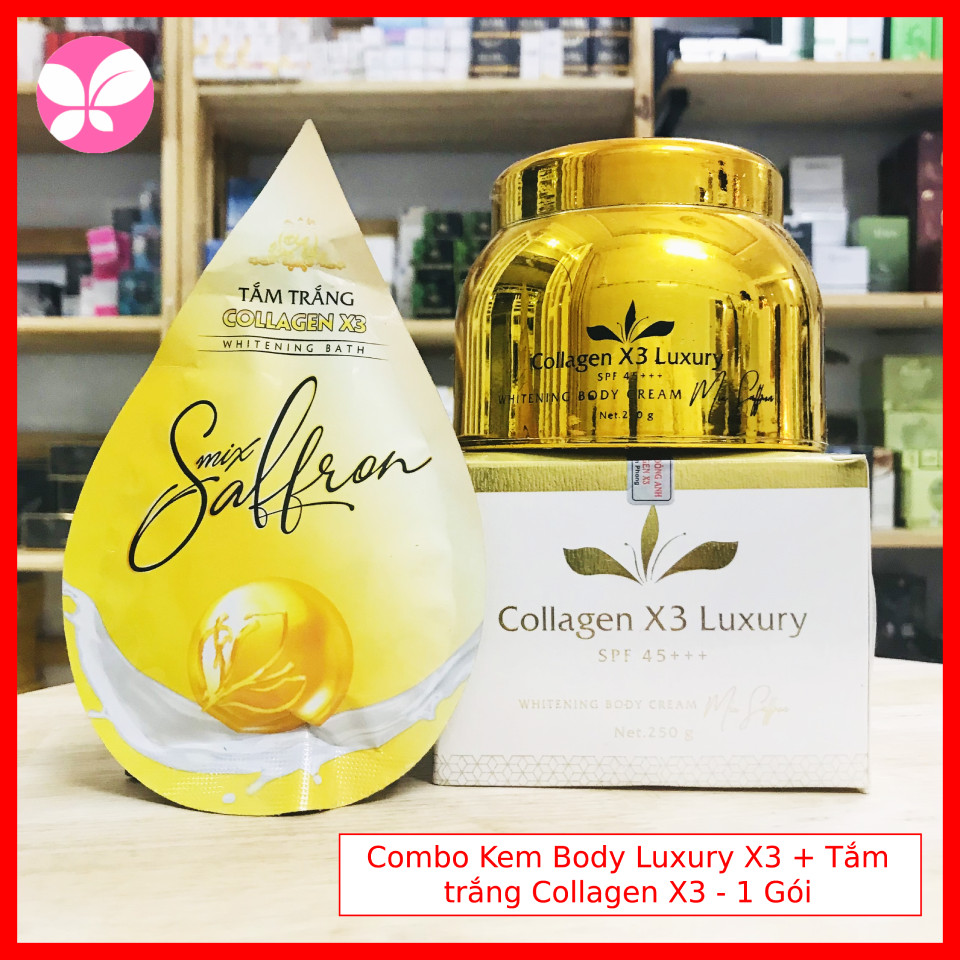 Combo Kem Body Collagen X3 Luxury Đông Anh + 1 Gói tắm trắng Collagen X3 Chính hãng