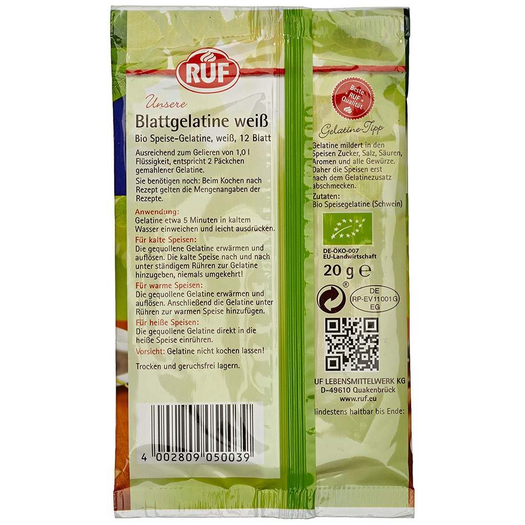 Gelatine hữu cơ dạng lá