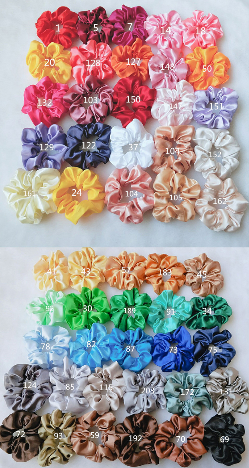 (Chọn 50 mầu - Ảnh thật) Dây buộc tóc lụa bóng Scrunchies xinh xắn HD48