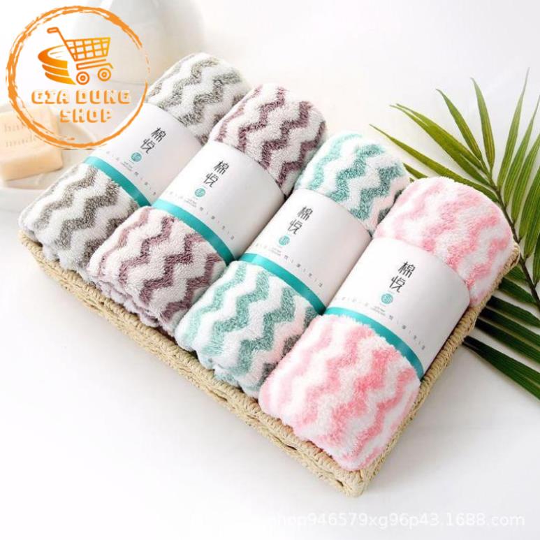 Khăn Mặt Lông Cừu Kích Thước 50x30cm Hàn Quốc (Có Dòng Kẻ)