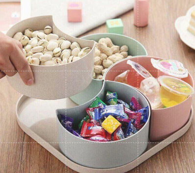 Khay đựng mứt Tết 4 ngăn bằng nhựa lúa mạch