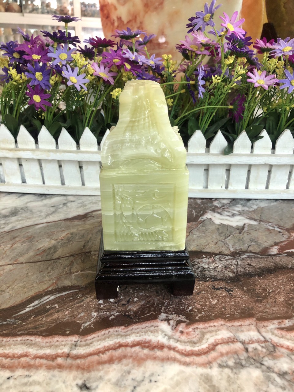 Ấn Rồng phong thủy đá ngọc Onyx - Cao 10 cm