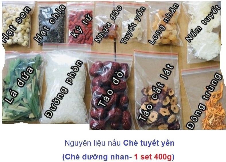 chè tuyết yến (chè dưỡng nhan) 12 vị -  set 400g