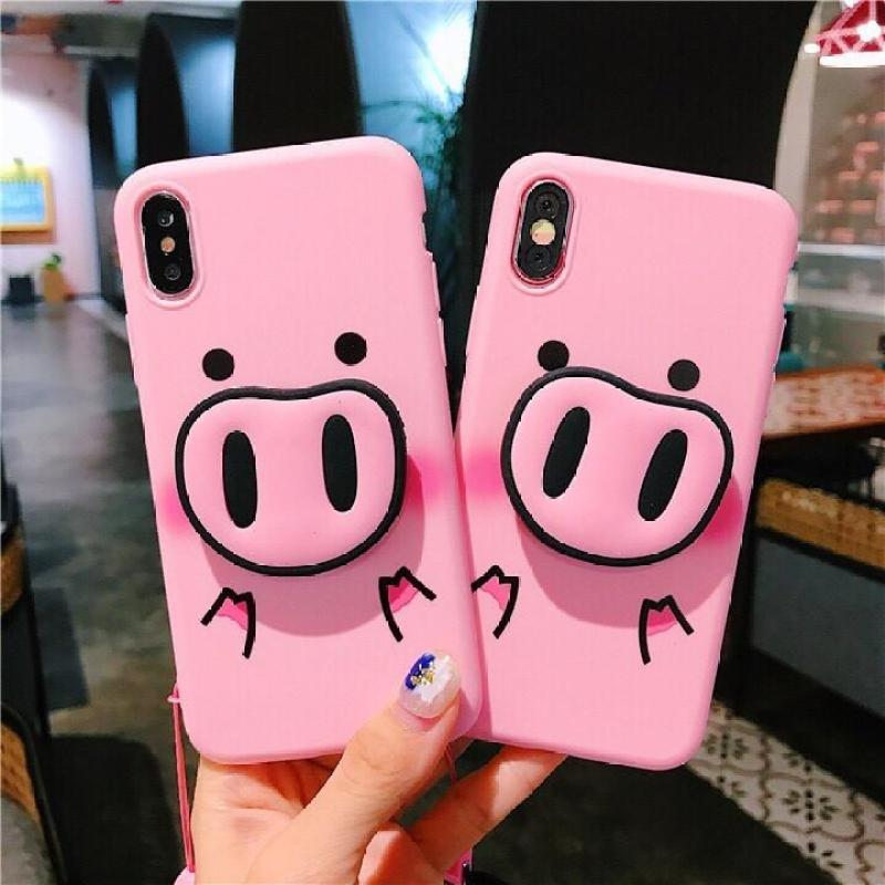 Giá Ốp lưng Oppo Realme C2,Realme 3,A5s,A7,A33 (Neo 7),A3s,F9,F7,F5,A83,F1s,A71,Neo 9 (A37),Neo 9s (F3 lite),R17 Pro,ốp lưng hình mũi heo kèm giá đỡ và dây đeo