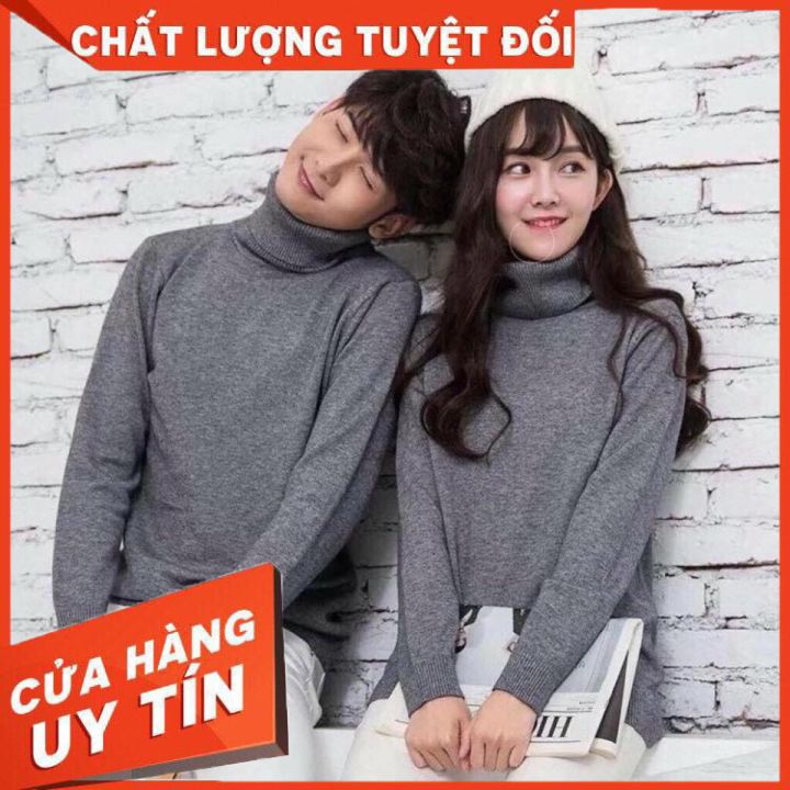 Áo Len Cặp Đôi Cổ Lọ Hàng Hiệu, Áo Len Cao Cổ (2 Áo)