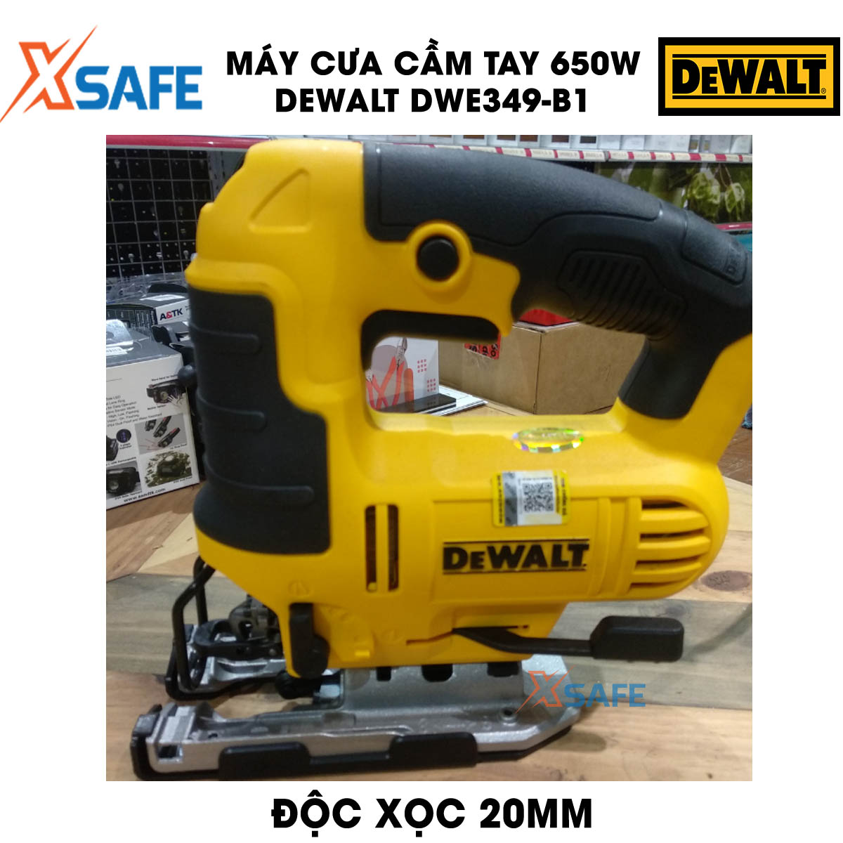 Sawing Machine handheld 650W DeWalt dwe349-b1 multi speed level. Machine saw DeWalt equipped with LED light support, smart design right compartment contains blade, ability to saw wood 75mm iron 5mm, genuine warranty 3 years-product genuine XSAFE