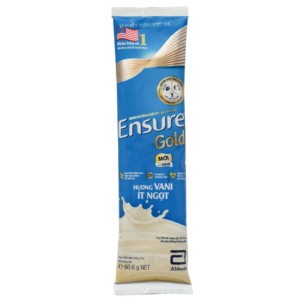 Combo 1/2 Gói Sữa Bột Ensure Gold 60,6G Vị Vani -  Glucerna 52,1g Hương Vani/ Lúa Mạch